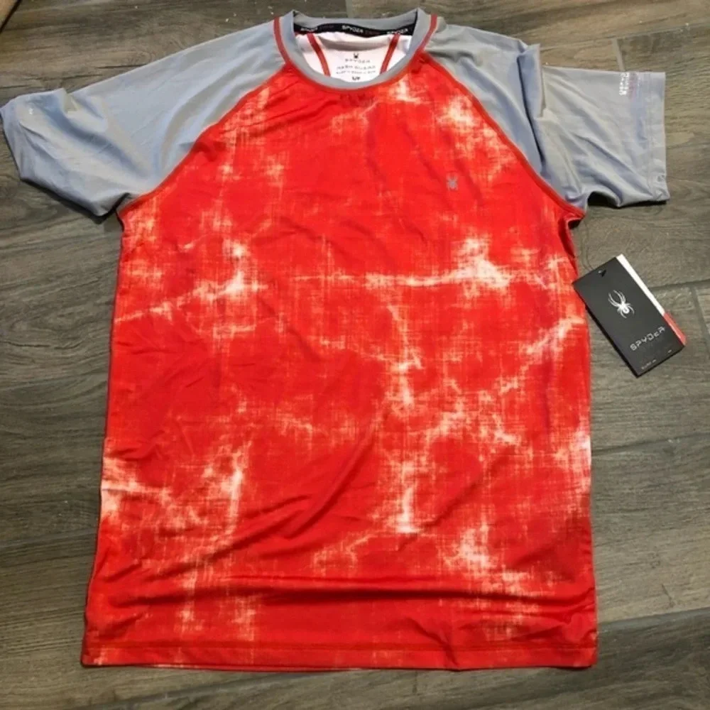 Mens large- spyder swim rash guard top